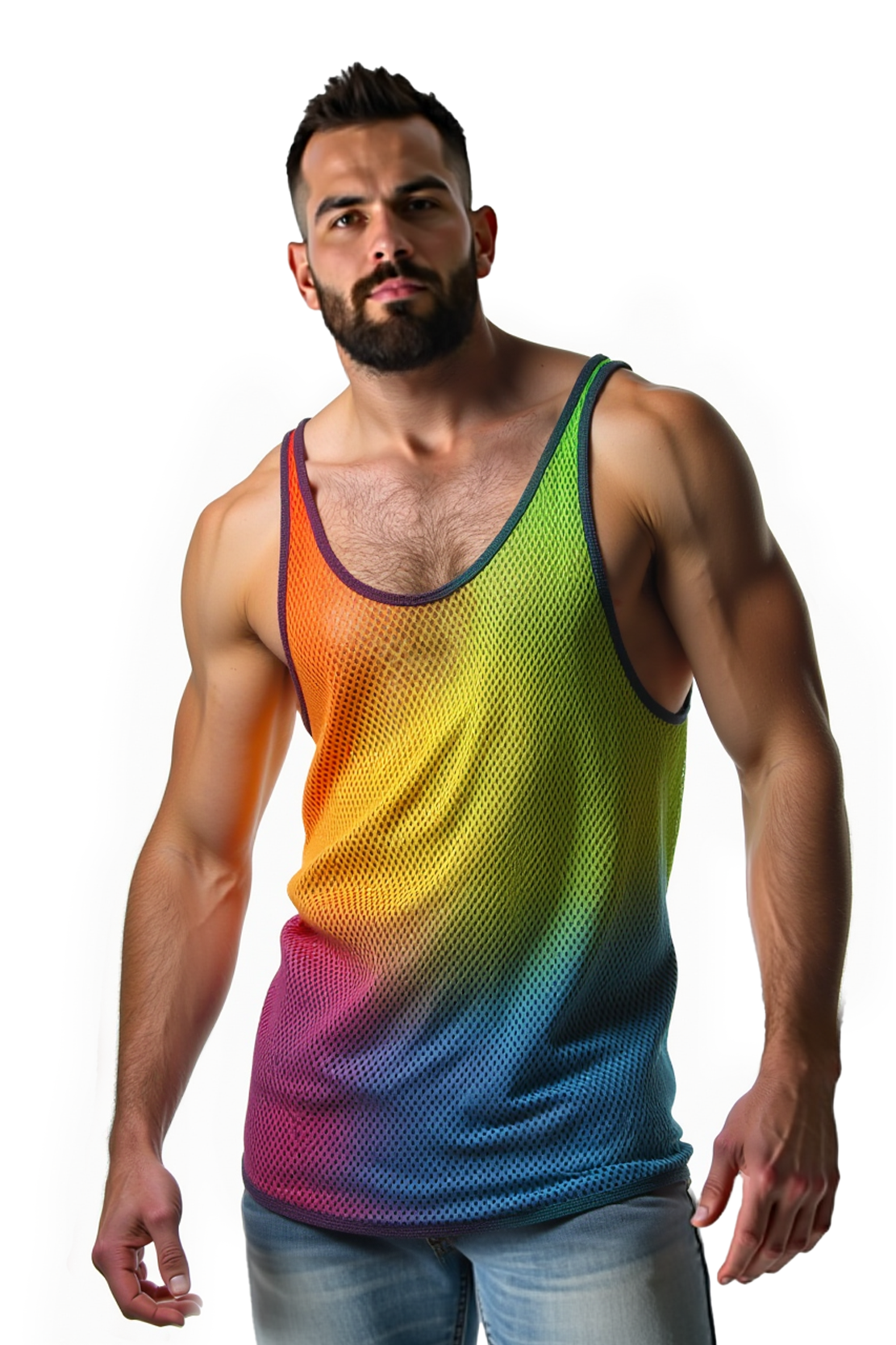  Rainbow Mesh Tank Top