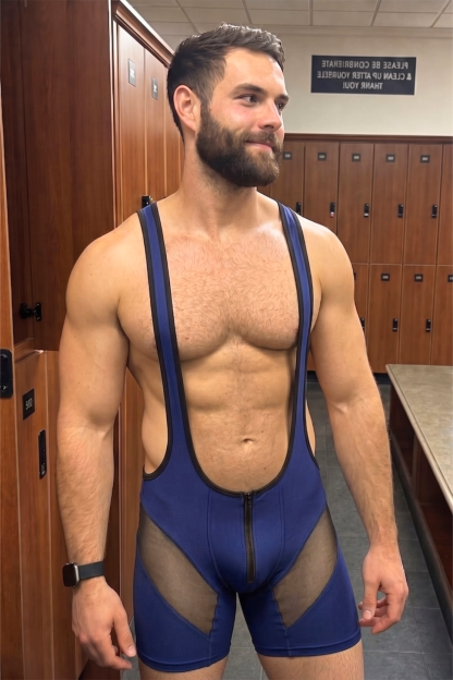 Mysteryglove Men’s Mesh Singlet Bodysuit with Front Zipper & Low-Cut Sides