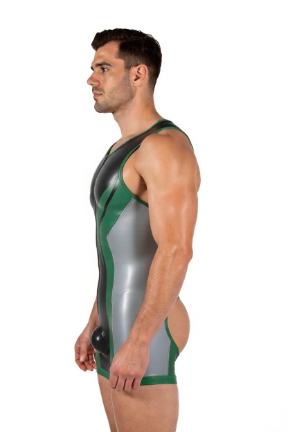 Mysteryglove Men’s PU Leather Open Back Bodysuit – Sleeveless Zipper Desig