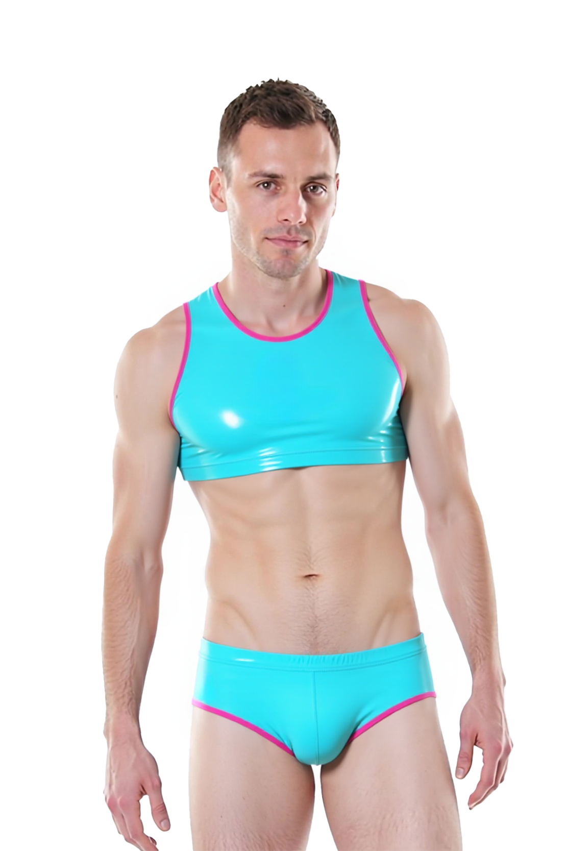 Mysteryglove Wet Look PU Leather Set – Crop Top + Low-Rise Briefs