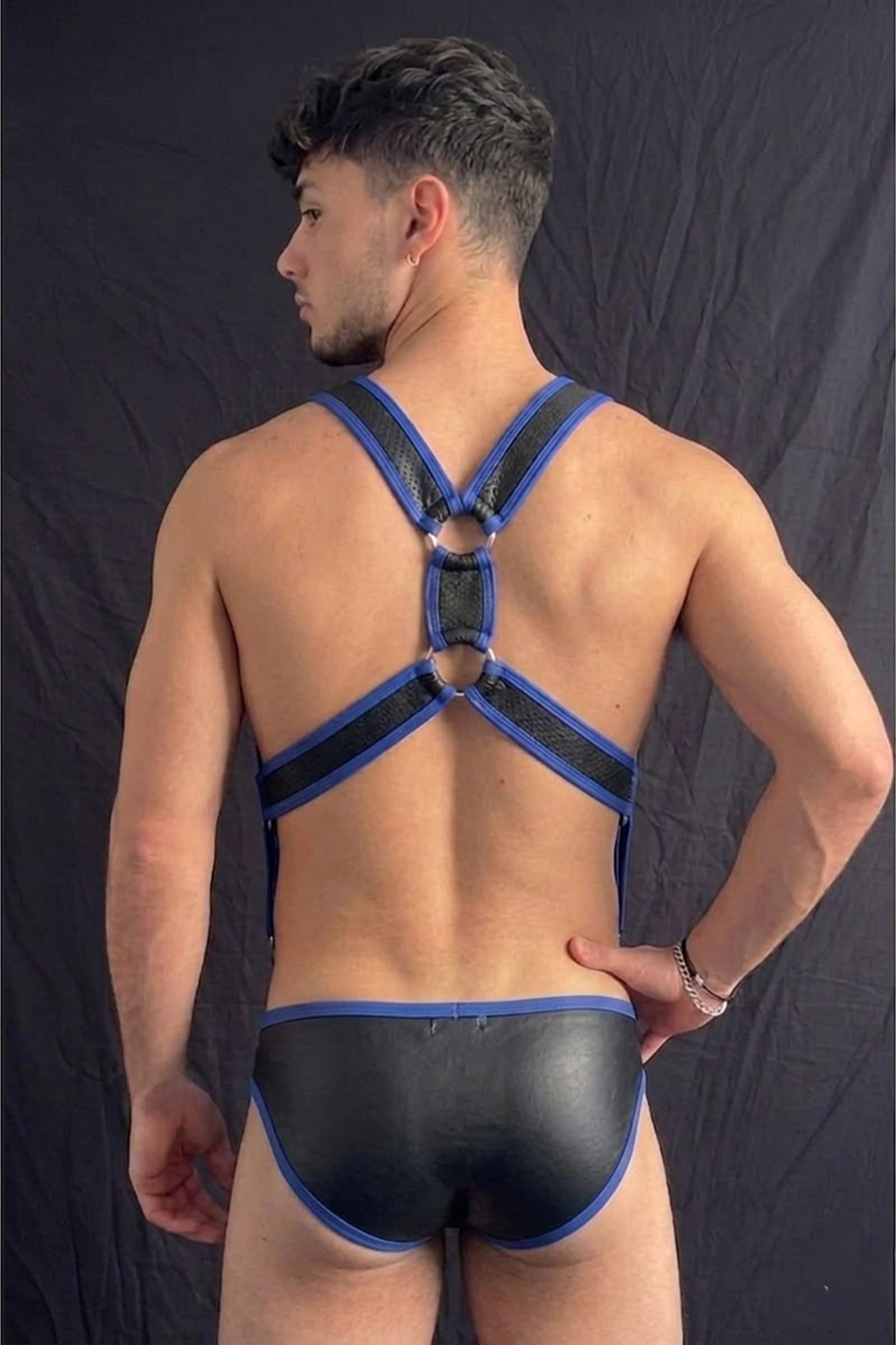 Mysteryglove Fetish-Style Harness Outfit — Metal Rings, Clips & Lace-Up Front