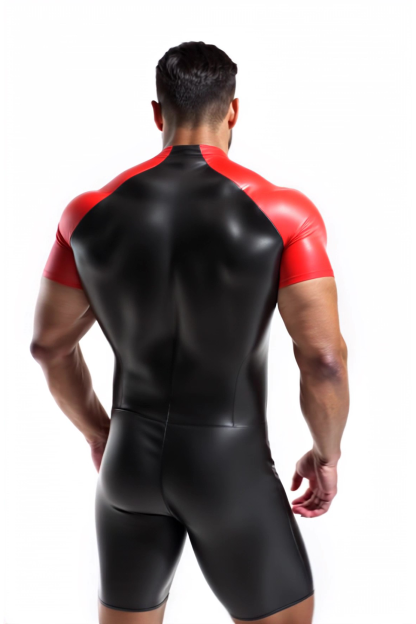 Mysteryglove Men's Black and Red Fitted Bodysuit 