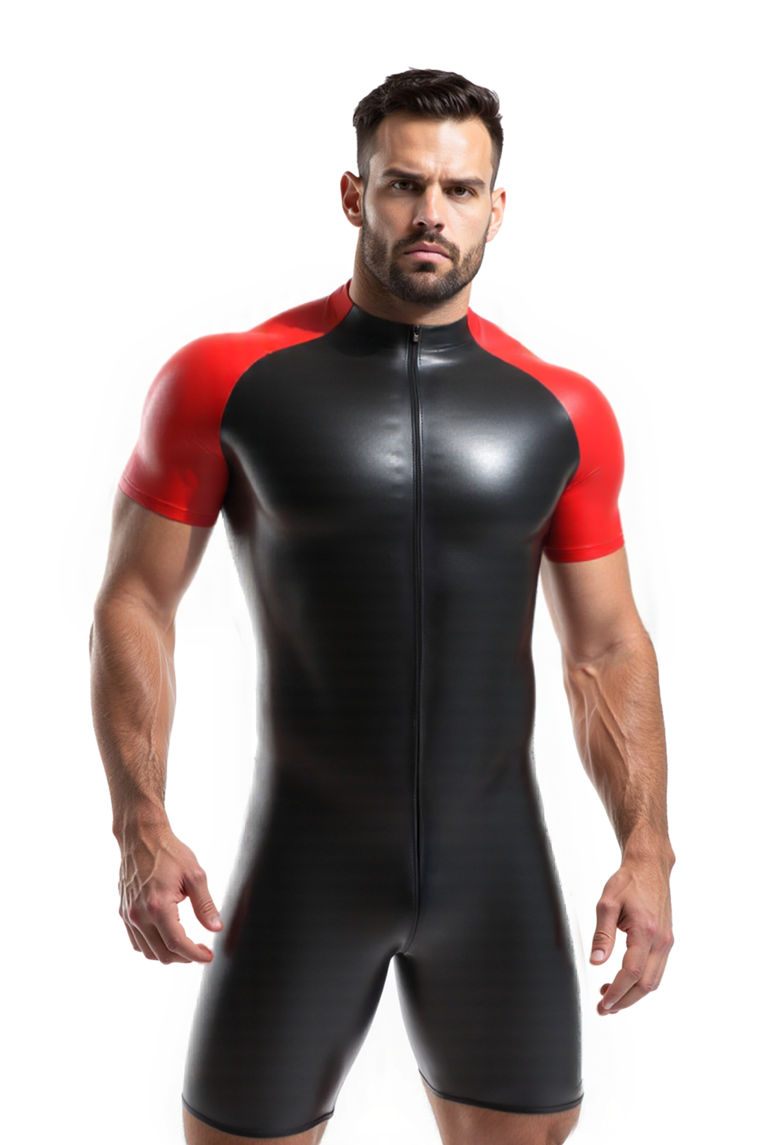 Mysteryglove Men's Black and Red Fitted Bodysuit 