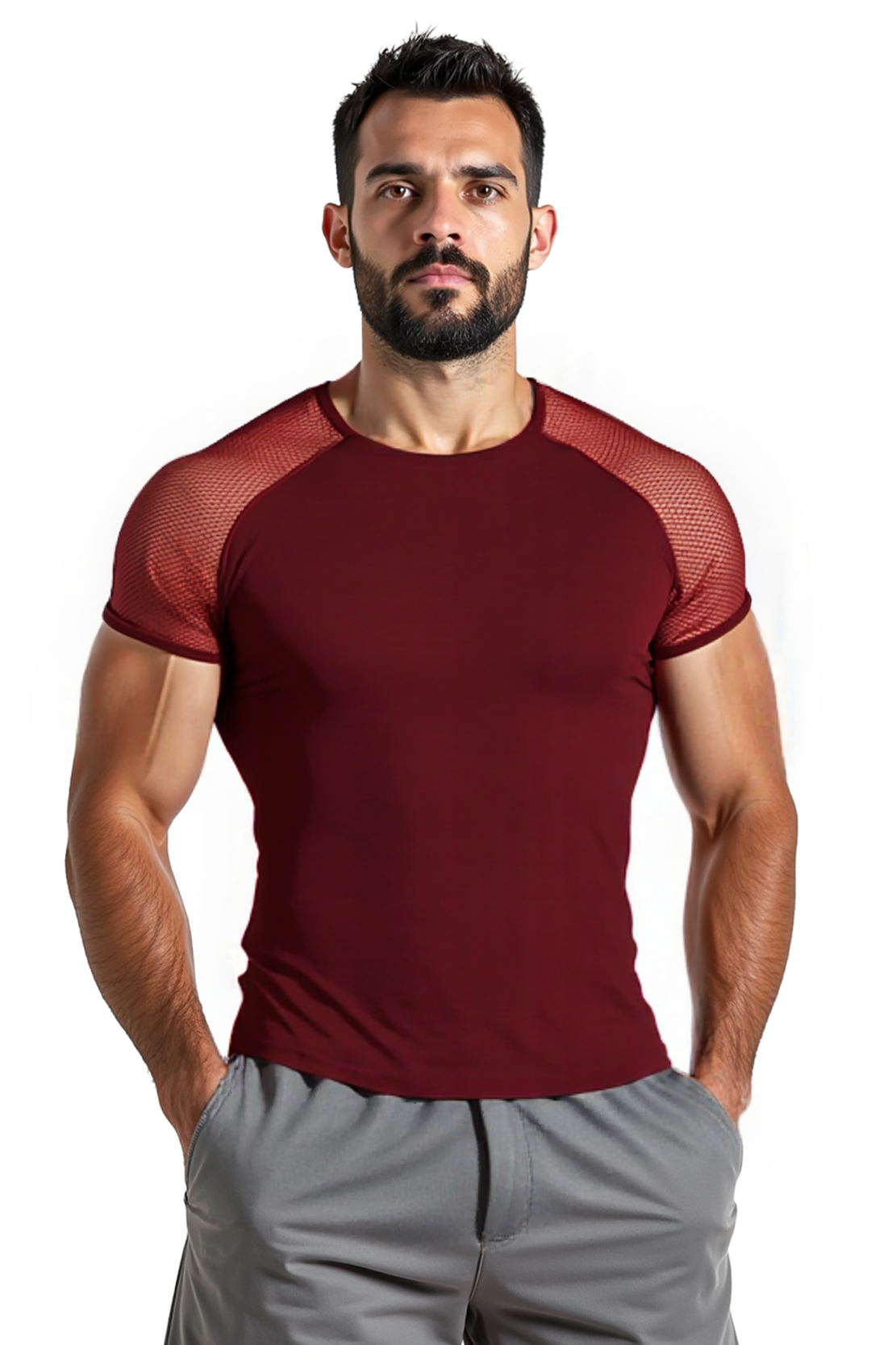 Mesh See Through Patchwork Short Sleeve Round Neck T-shirt