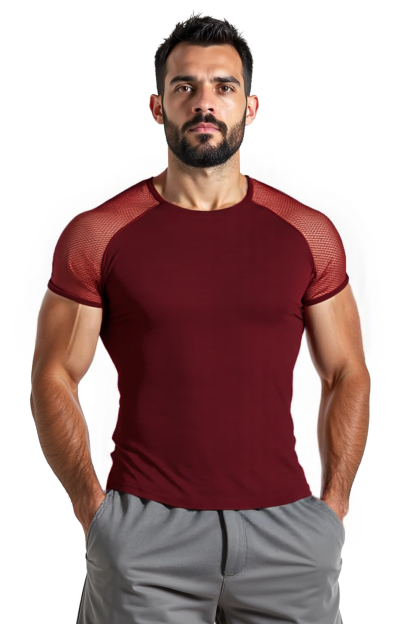 Mesh See Through Patchwork Short Sleeve Round Neck T-shirt