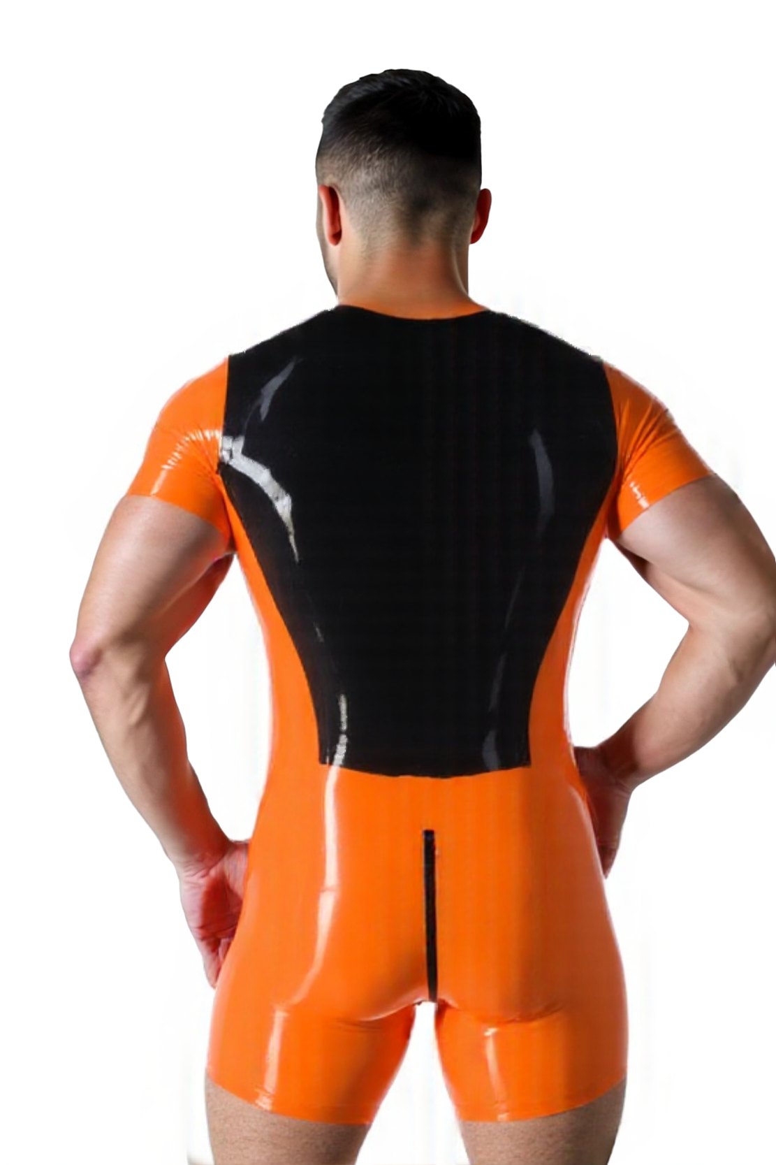 Mysteryglove Orange & Black Fitted Zip-Front Bodysuit