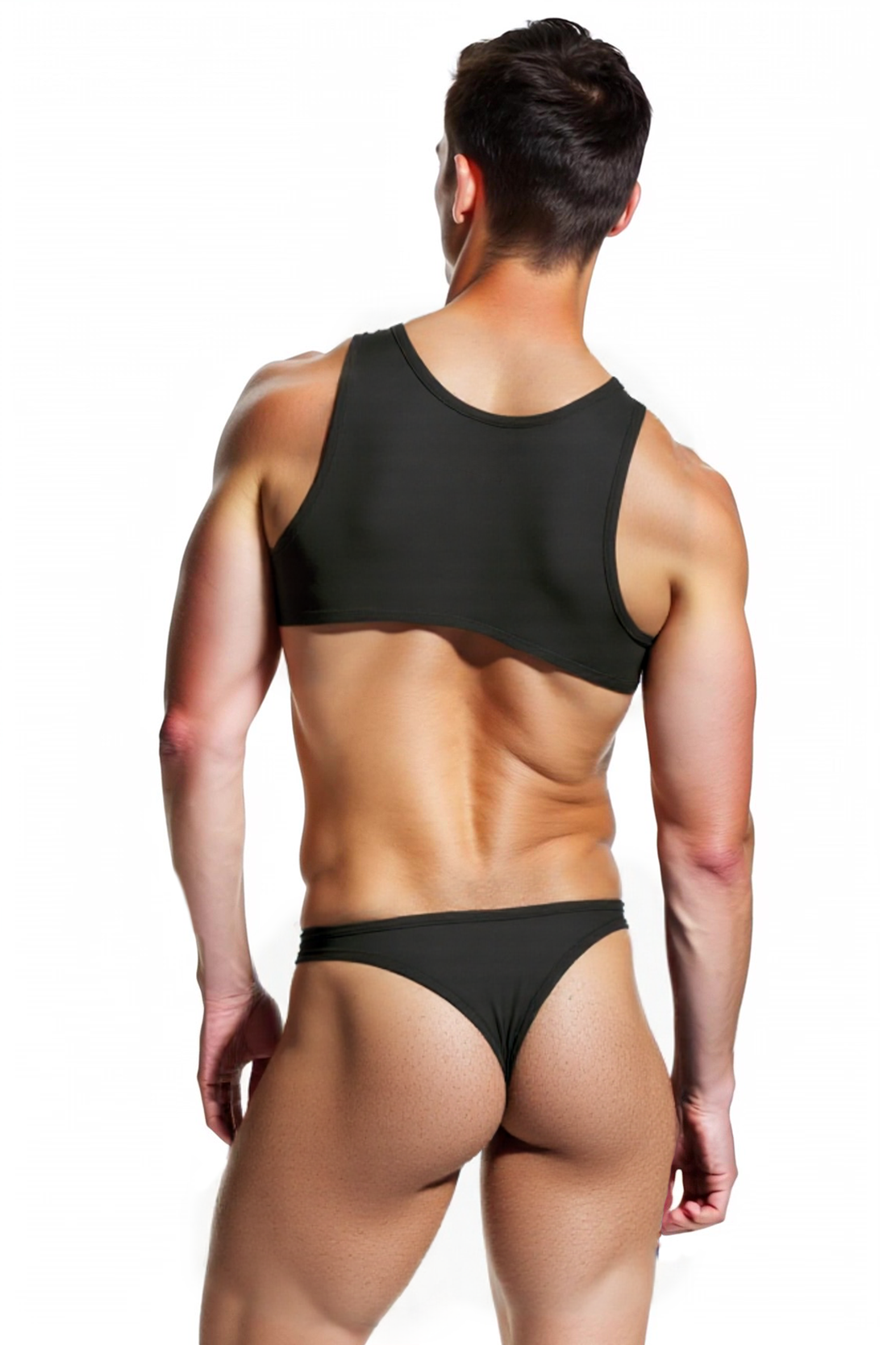 Bodysuit black with front opening and side clips