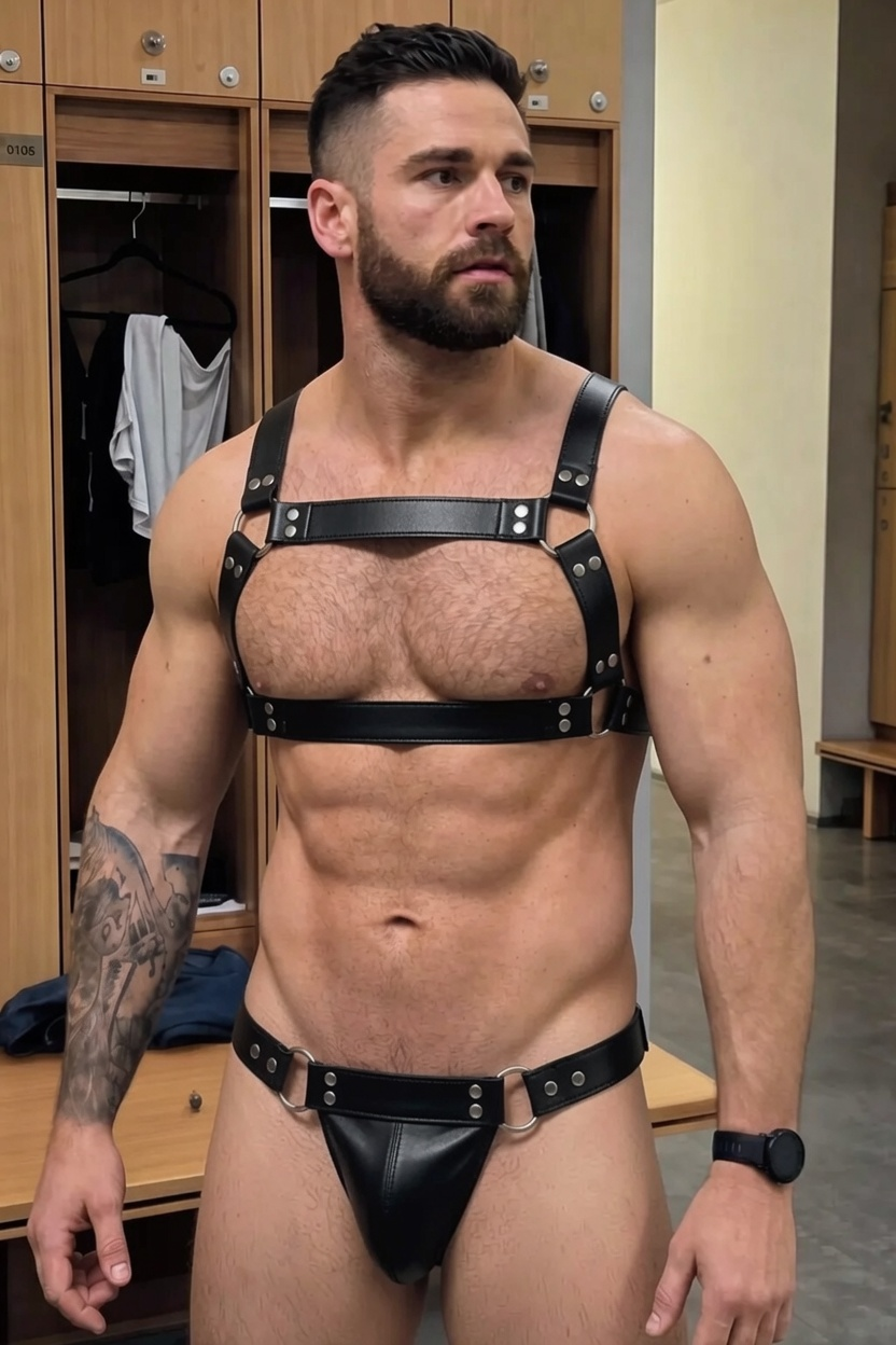 Mysteryglove PU Leather Black Harness & Jockstrap Set – Open-Back Cheeky Cut