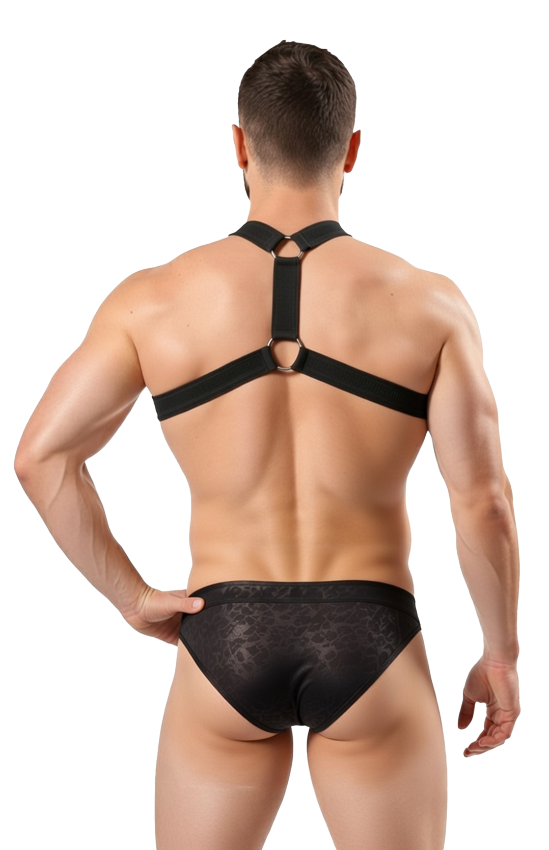 Mysteryglove Men's Black Harness Brief Set