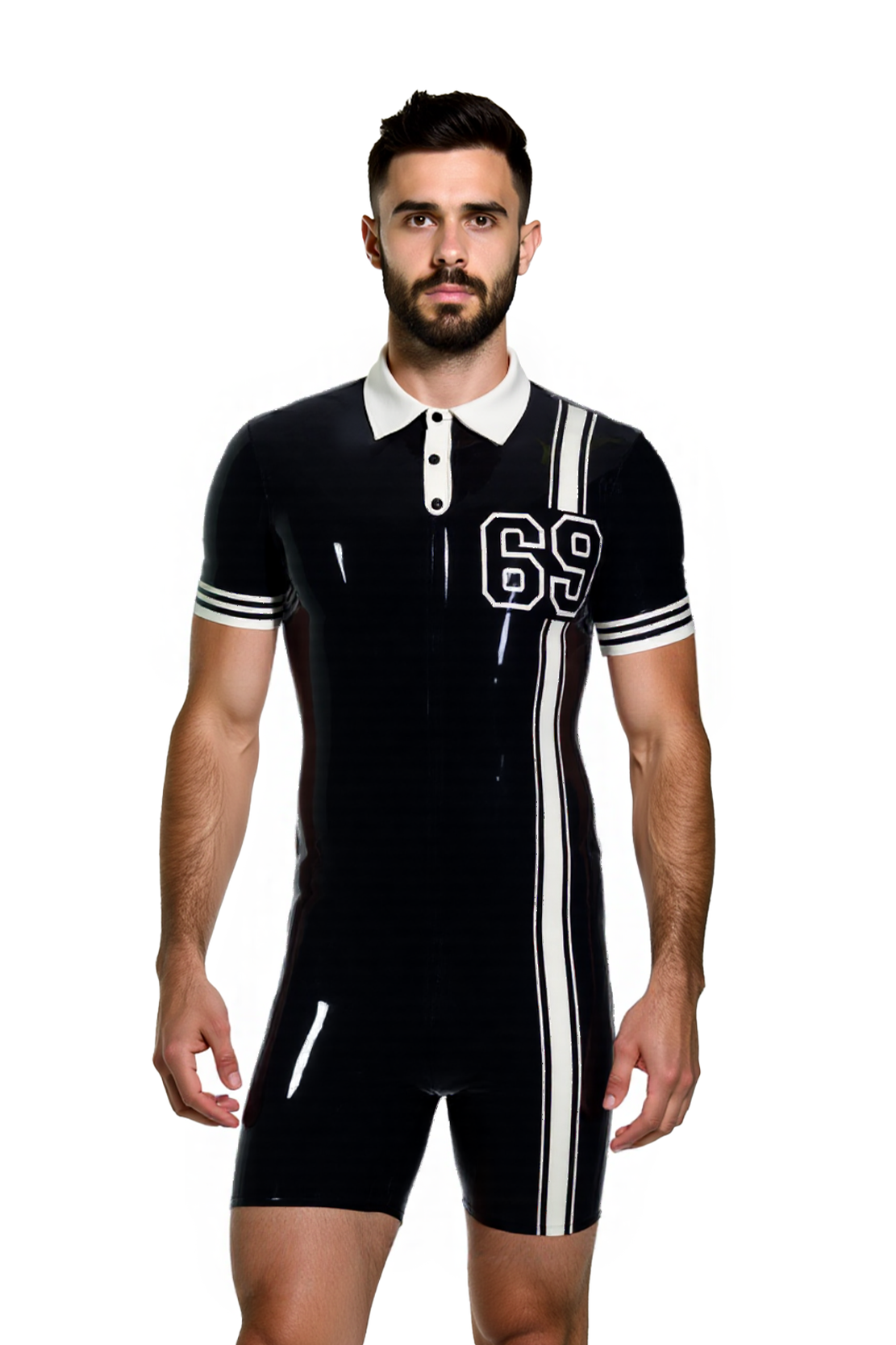 Mysteryglove Men's PU Leather Polo Romper