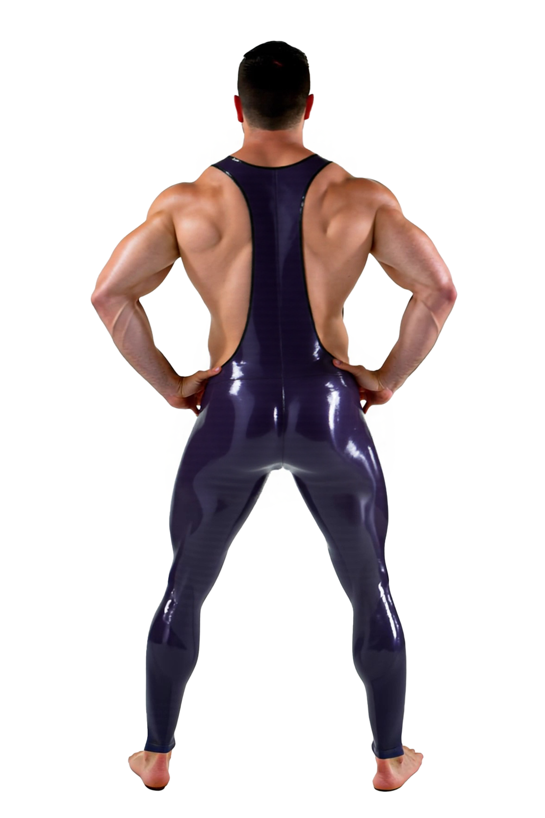 Mysteryglove Men's Glossy PU Leather Wrestler Singlet