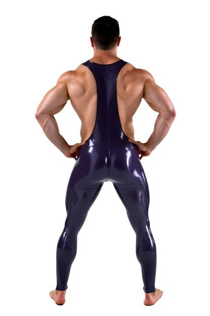 Mysteryglove Men's Glossy PU Leather Wrestler Singlet