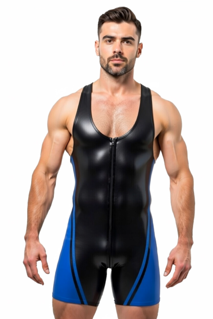 Mysteryglove PU Leather Wrestler Bodysuit for Men