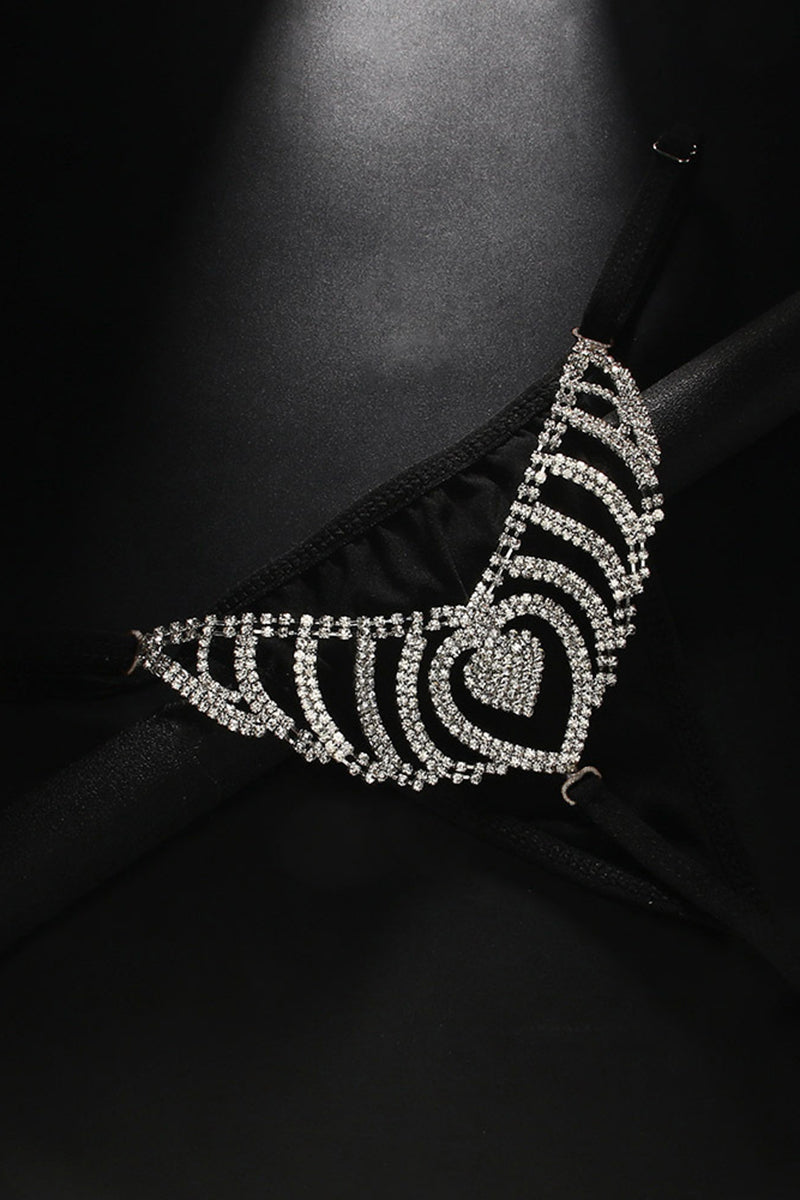 Men's Rhinestone Hollow Out Body Chain Adjustable G-string Briefs