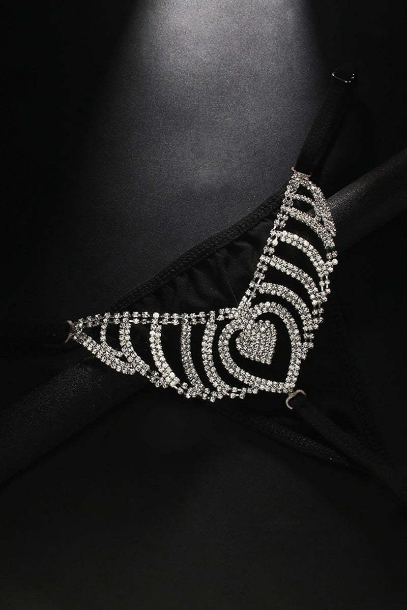 Men's Rhinestone Hollow Out Body Chain Adjustable G-string Briefs