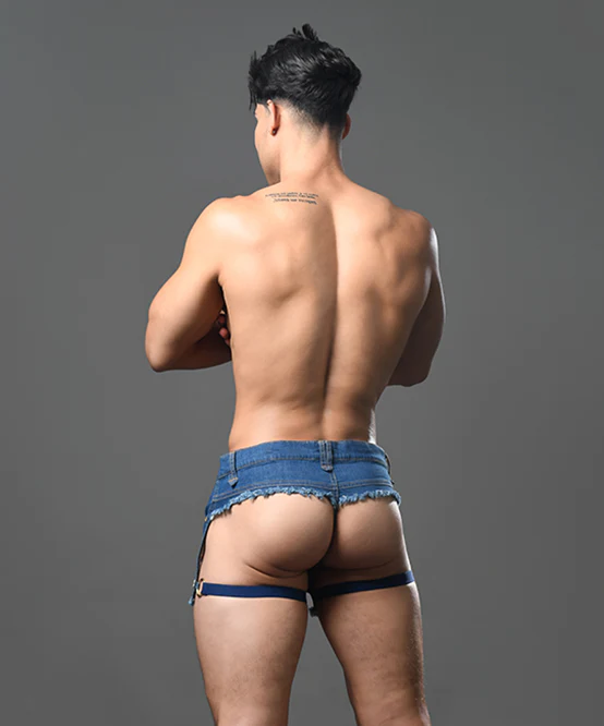 Retro Castro Distressed Exposed-Back Shorts – Bold & Daring Design