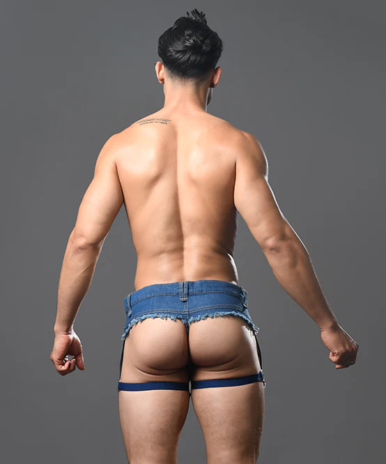 Retro Castro Distressed Exposed-Back Shorts – Bold & Daring Design