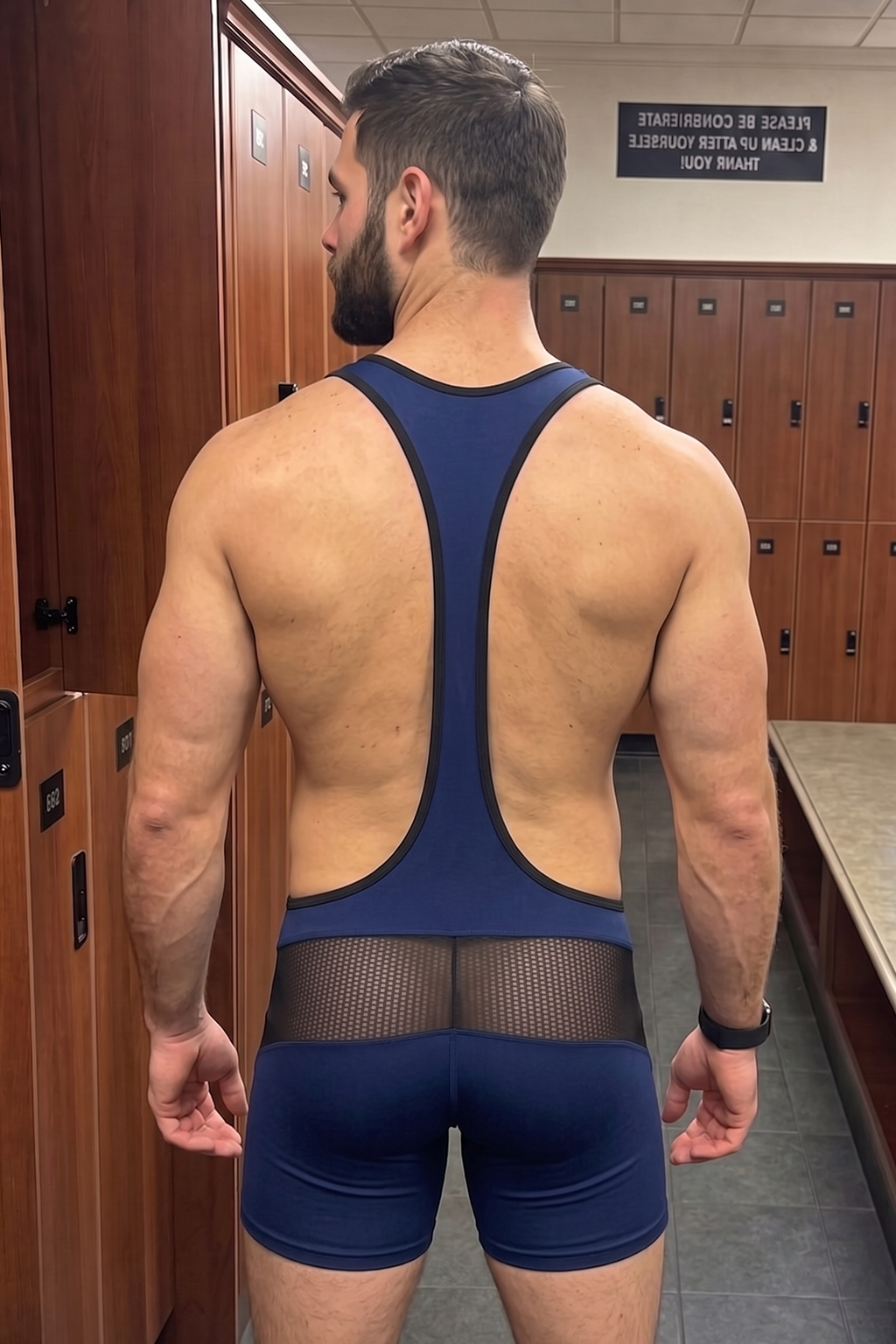 Mysteryglove Men’s Mesh Singlet Bodysuit with Front Zipper & Low-Cut Sides