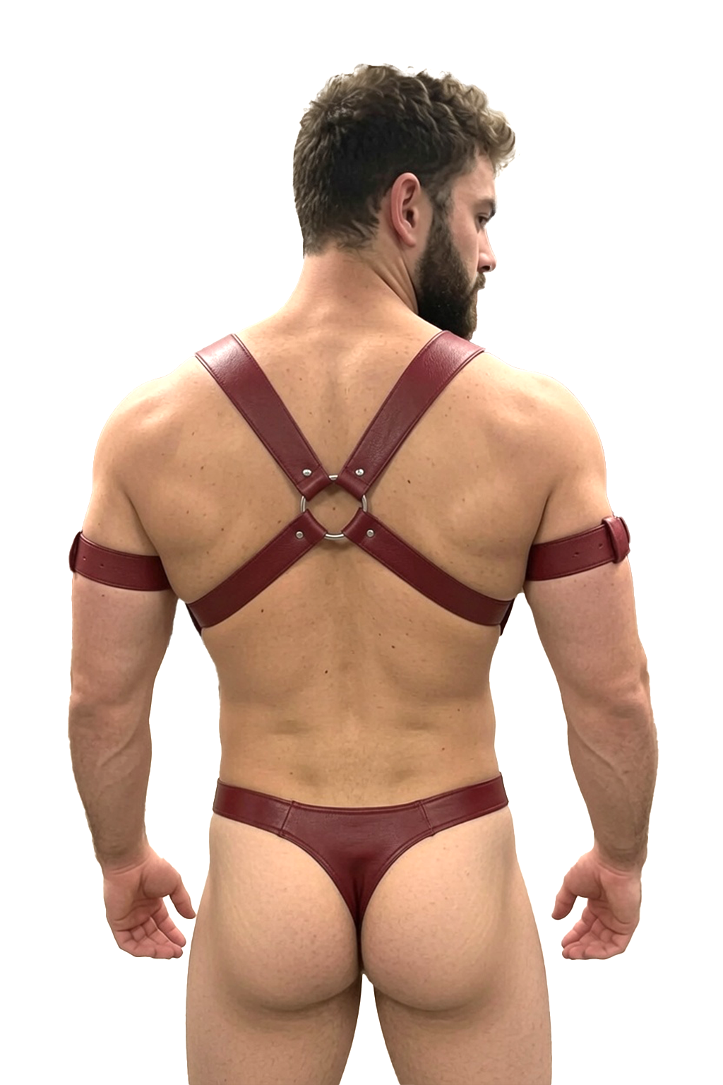 Mysteryglove Men’s PU Leather Harness Jockstrap Set with Adjustable Arm Straps