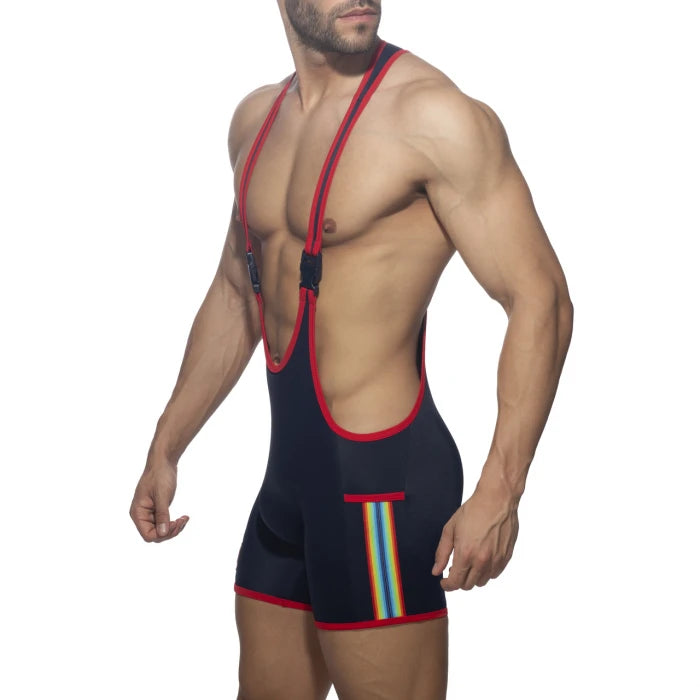 RAINBOW TAPE WRESTLING SUIT