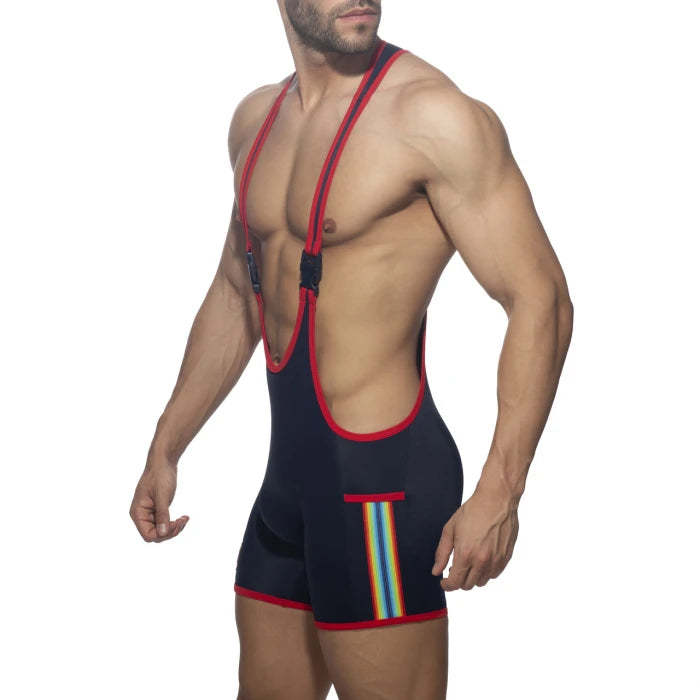 RAINBOW TAPE WRESTLING SUIT