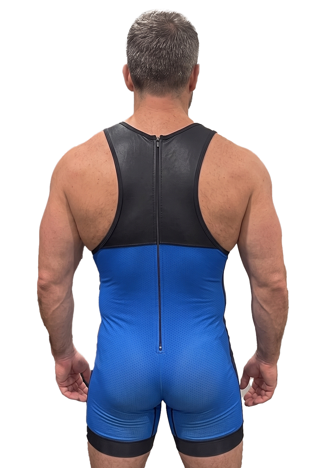 Mysteryglove Men’s Zip-Back Compression Singlet – Blue/Black Racerback