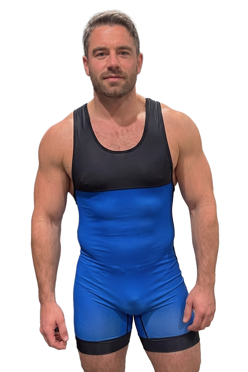 Mysteryglove Men’s Zip-Back Compression Singlet – Blue/Black Racerback