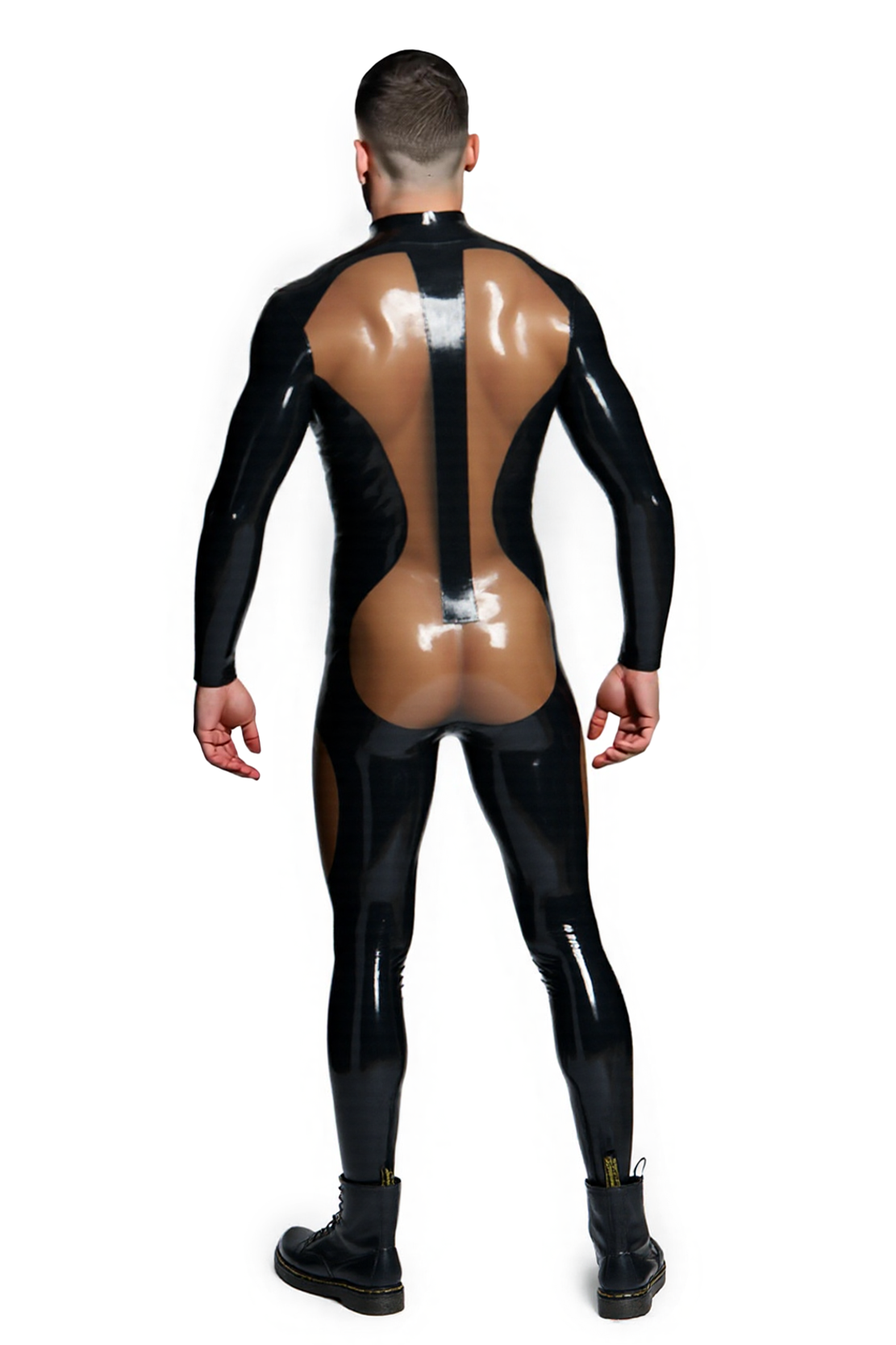 [Copy]Mysteryglove Formal-Inspired PU Romper – Black & White One-Piece with Zip Front