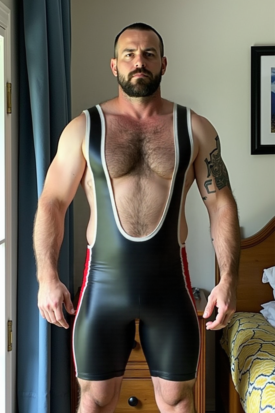 Power PU leathe Play Wrestler Suit