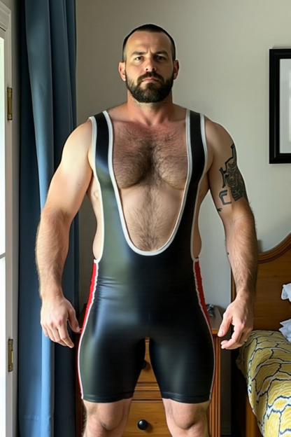Power PU leathe Play Wrestler Suit
