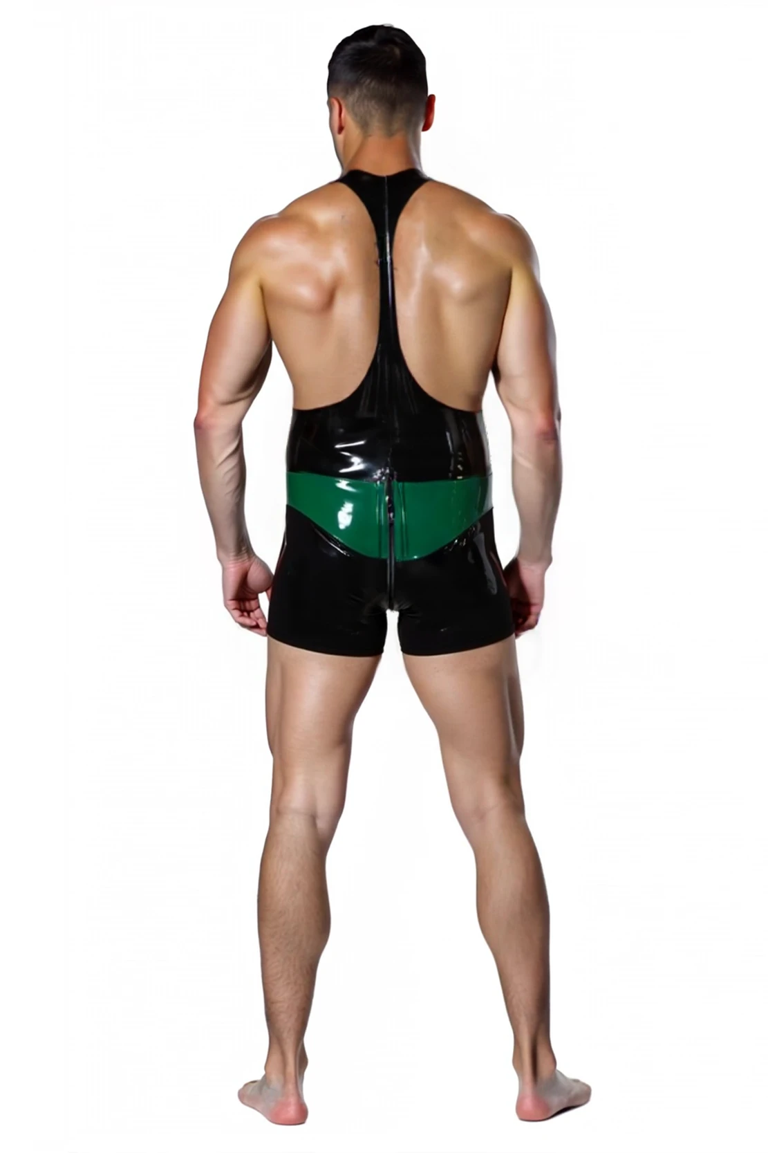 Men's Glossy Flame Patchwork Tight Bodysuitn