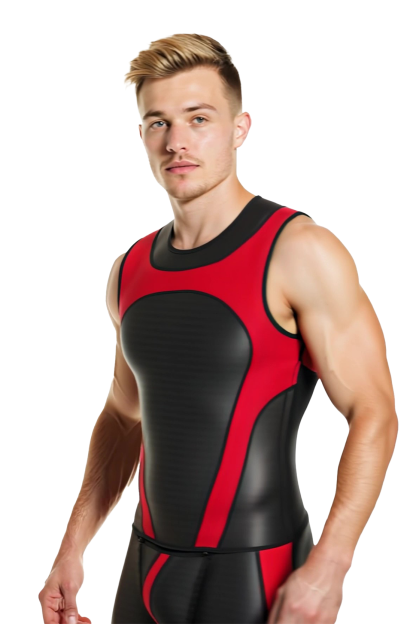 Mysteryglove Men’s Two-Piece Set – Red and Black Sleeveless Tank Top with Matching Shorts