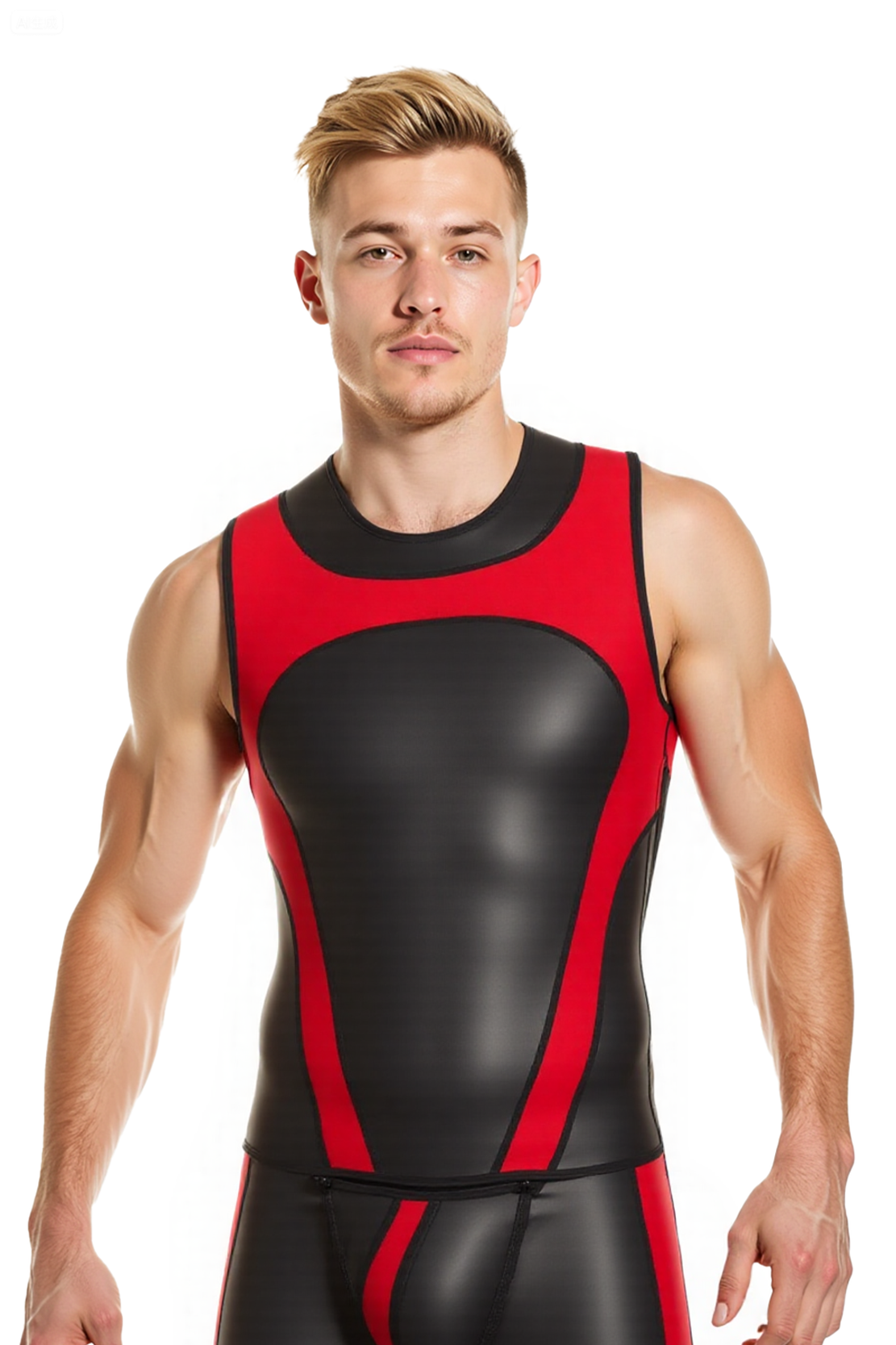 Mysteryglove Men’s Two-Piece Set – Red and Black Sleeveless Tank Top with Matching Shorts