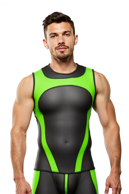 Mysteryglove Men’s Two-Piece Set – Red and Black Sleeveless Tank Top with Matching Shorts