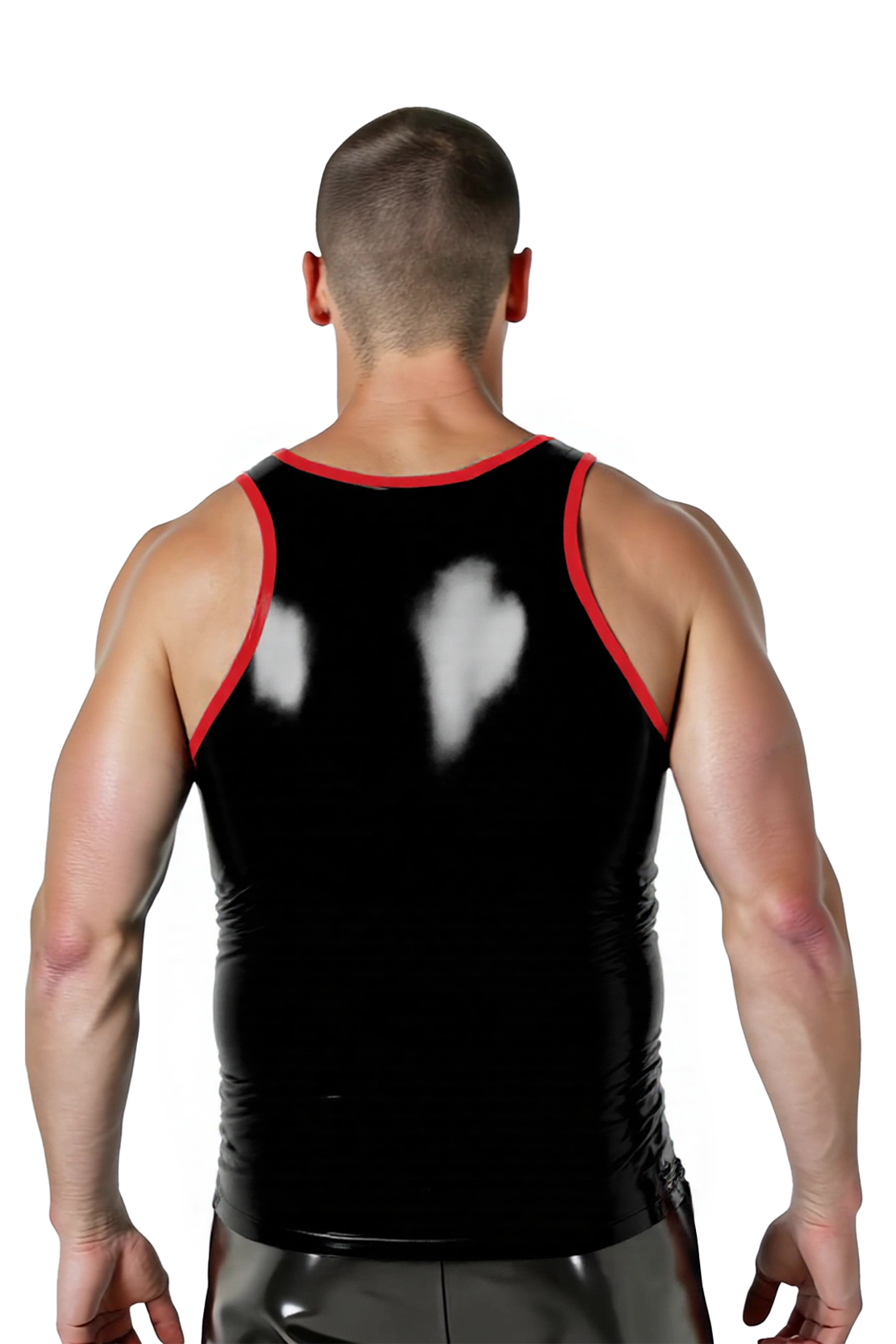 Mysteryglove Men's Faux Leather Tank Top with Red Lace-Up Front and Buckle Straps – Bold Gothic Statement Wear