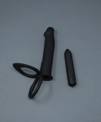 Mysteryglove DP Vibrator & Cock Ring w/ 10-Speed Vibrating Bullet