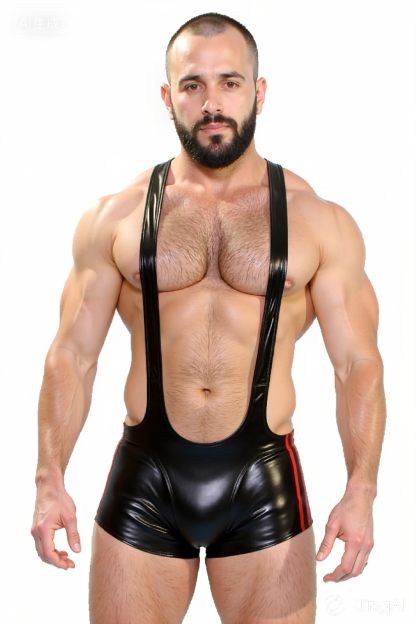 Mysteryglove Men's Black PU Leather Wrestling Singlet – Bold & Comfortable 