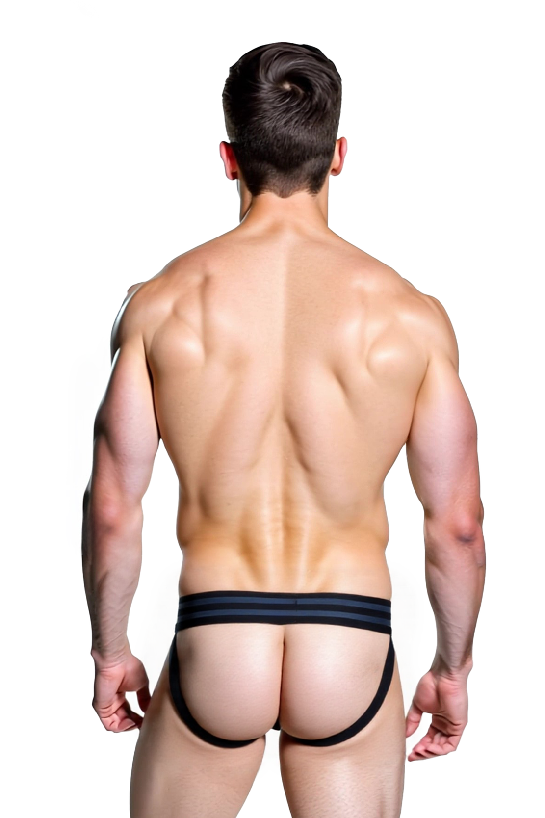 Mysteryglove Sexy Men’s Black PU Leather Jock Brief with Supportive Pouch