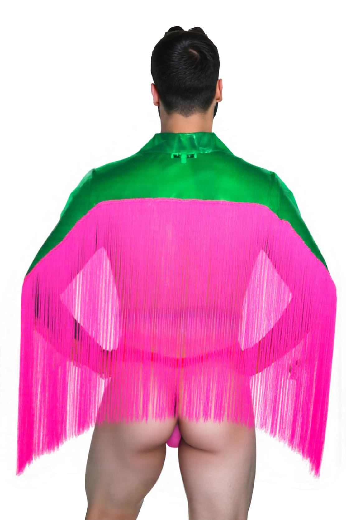 Mysteryglove Men's Green PU Leather Fringed Jacket