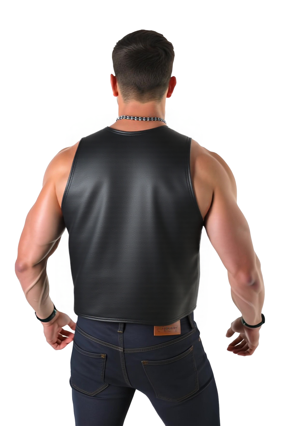 Mysteryglove Men’s PU Leather Harness Vest – Open Front Biker Style with Buckle Straps