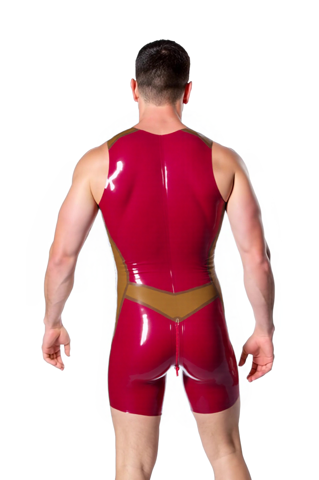 Mysteryglove Men’s PU Leather Jumpsuit – Sleek Black and Yellow Design with Zipper and Tight Fit