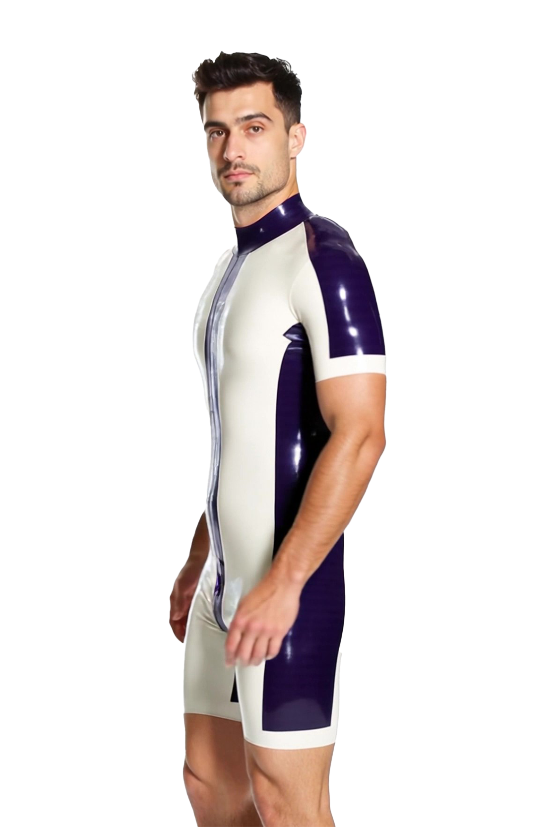 Mysteryglove Bold Color Block PU Leather Bodysuit