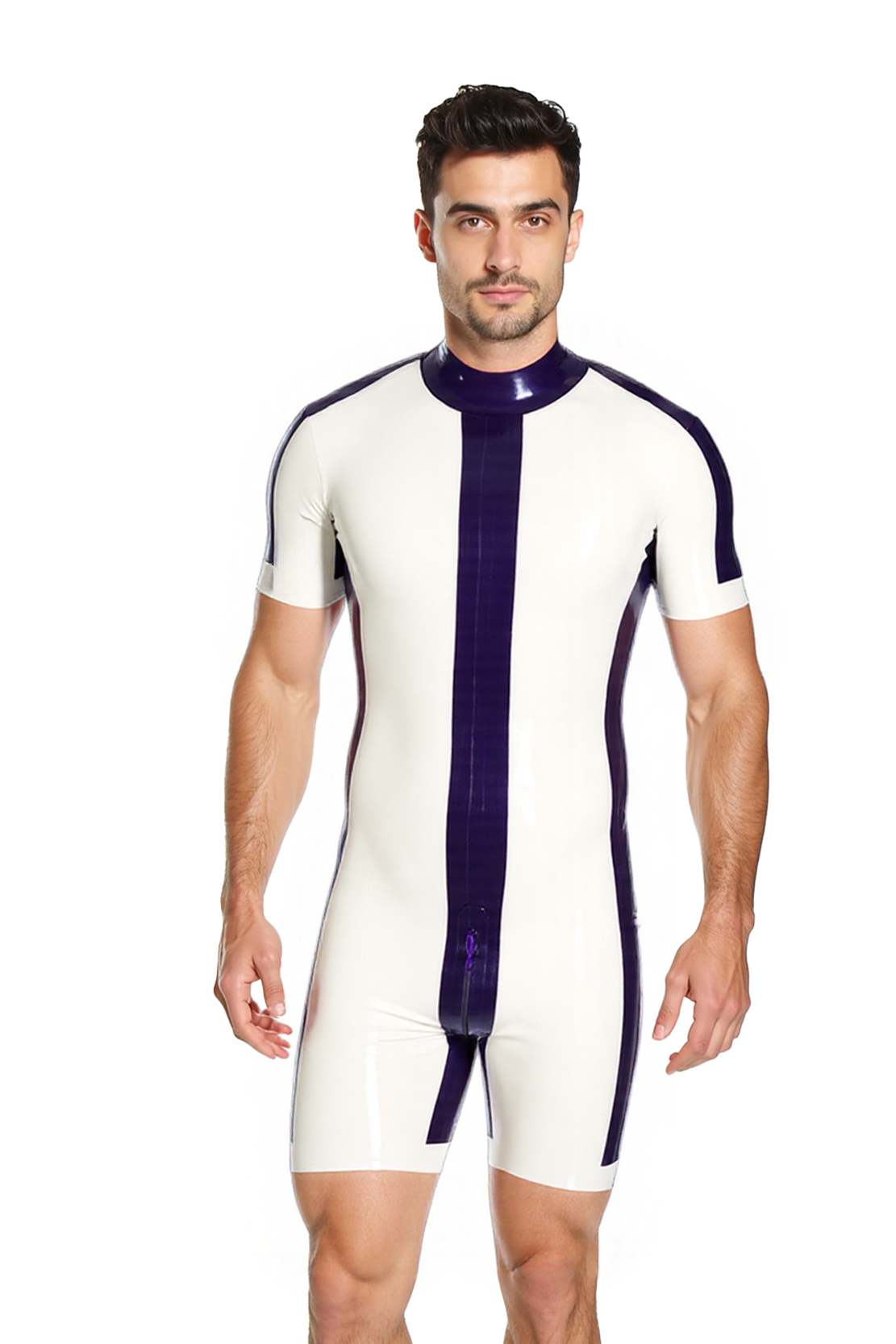 Mysteryglove Bold Color Block PU Leather Bodysuit