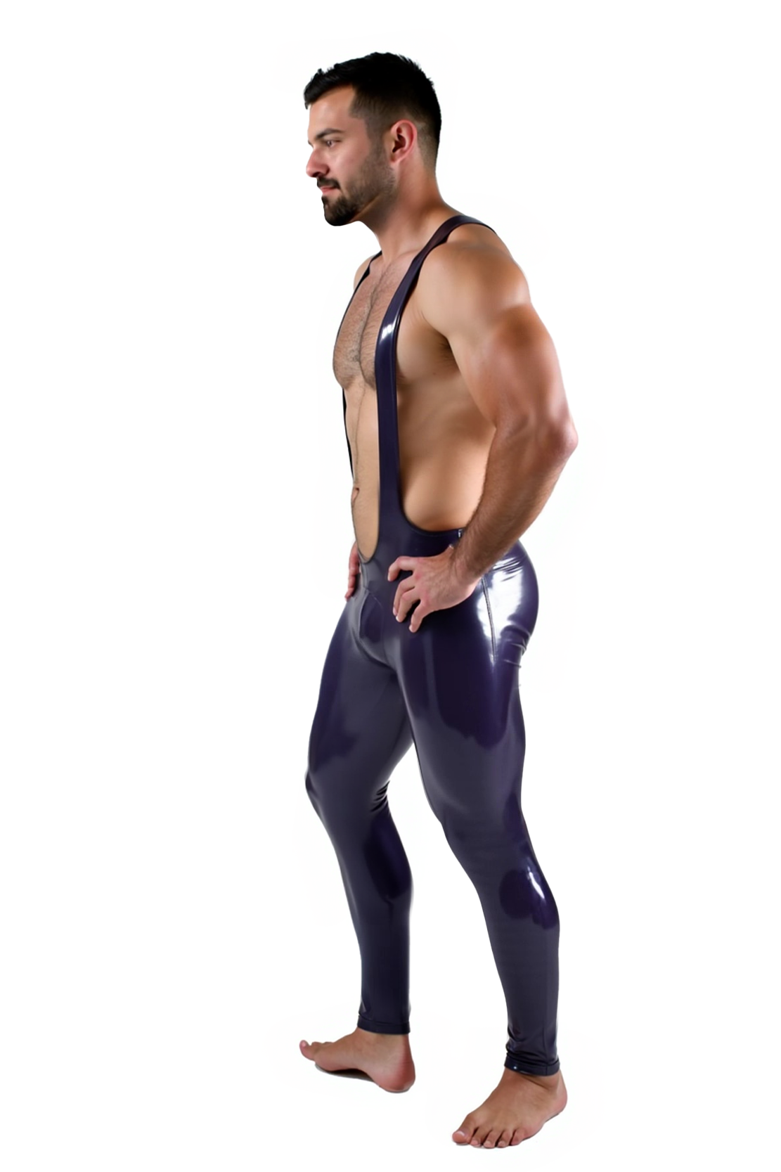 Mysteryglove Men's Glossy PU Leather Wrestler Singlet