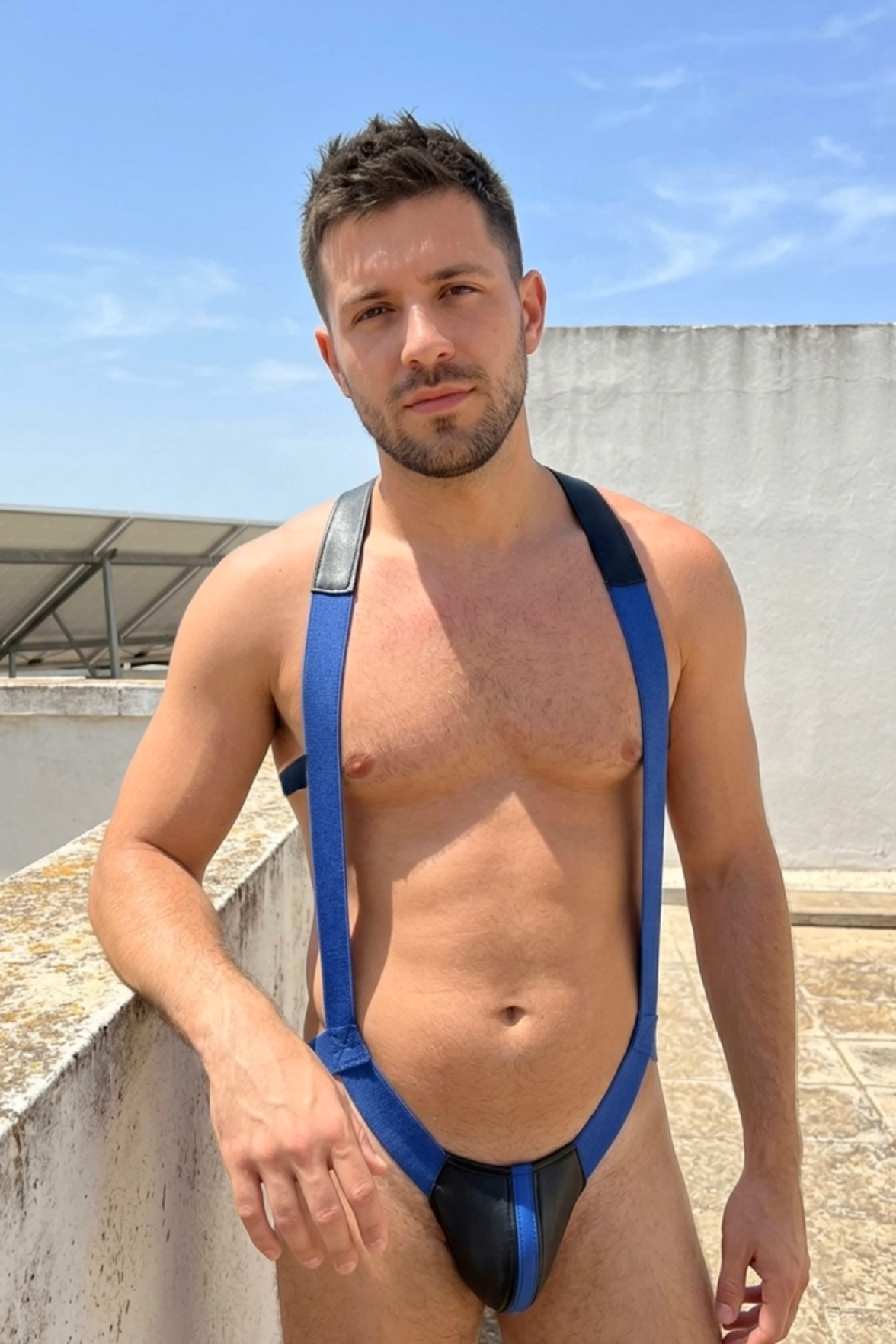 Mysteryglove Strappy Body Harness - Blue and Black