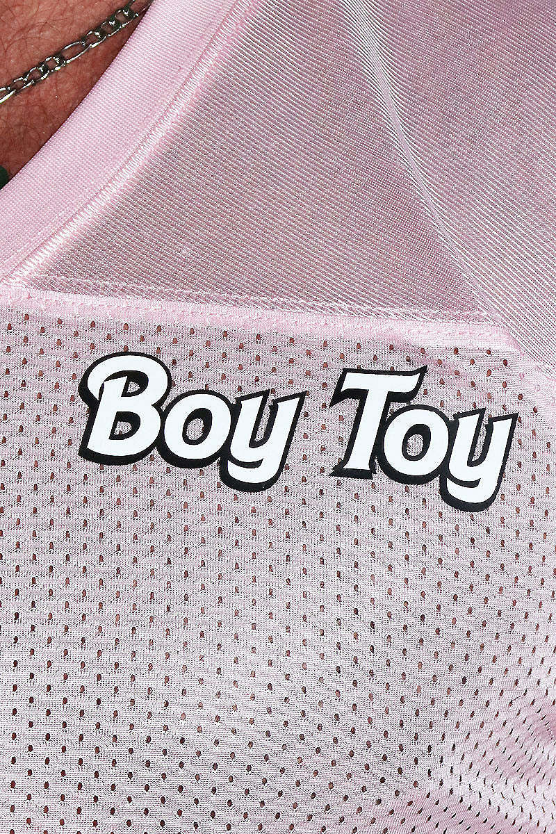 Boy Toy Fitted Athletic Jersey Crop Tee- Pink