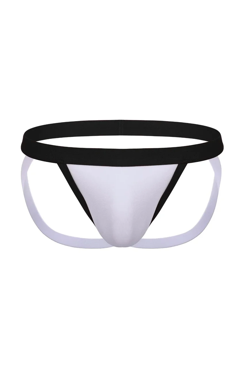 Mysteryglove Men's Black and White Thong Jockstrap