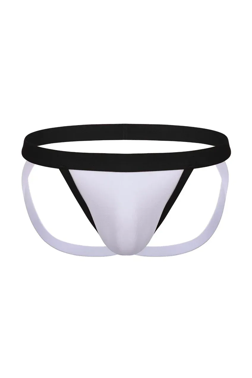 Mysteryglove Men's Black and White Thong Jockstrap