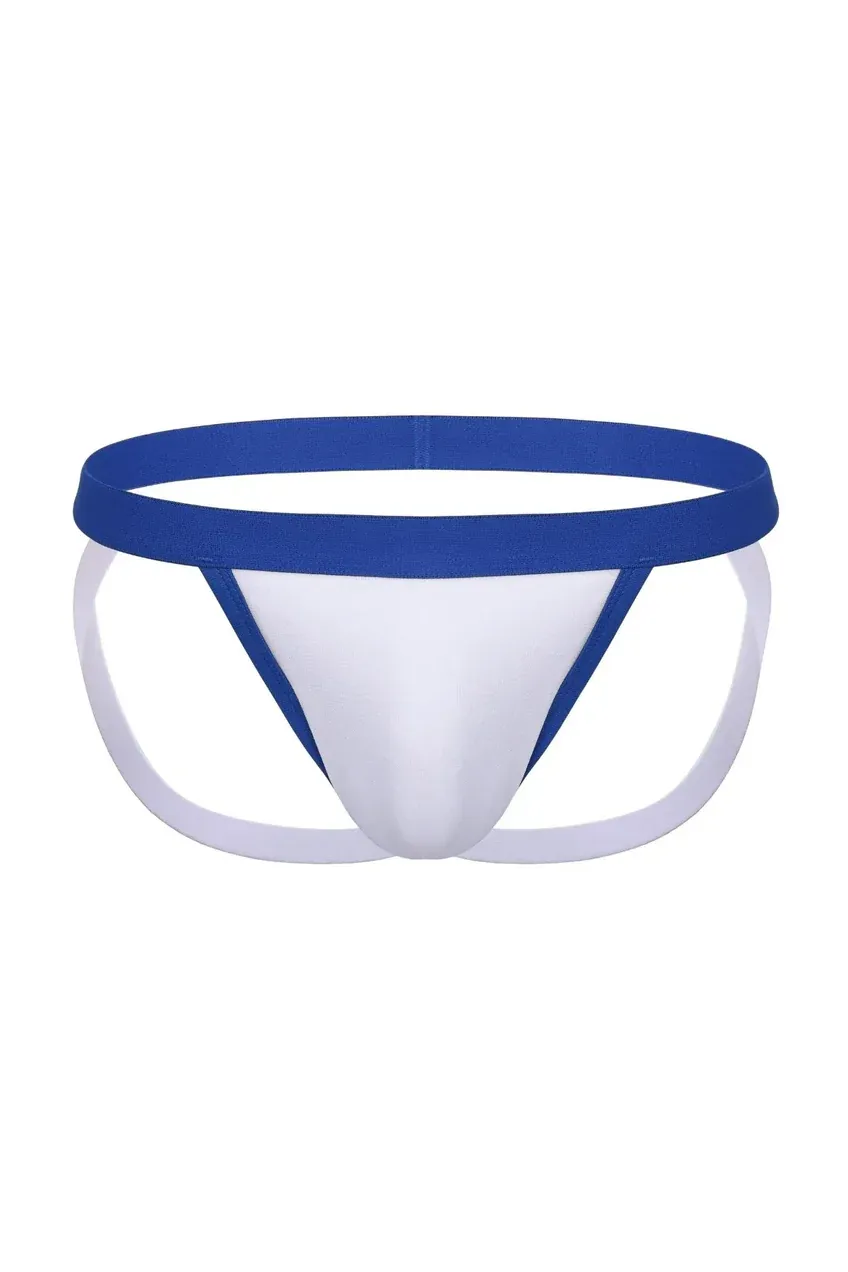 Mysteryglove Men's Bule and White Thong Jockstrap