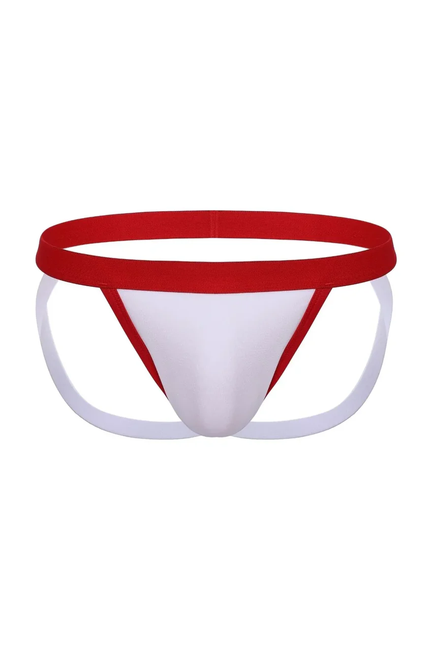 Mysteryglove Men's Red and White Thong Jockstrap